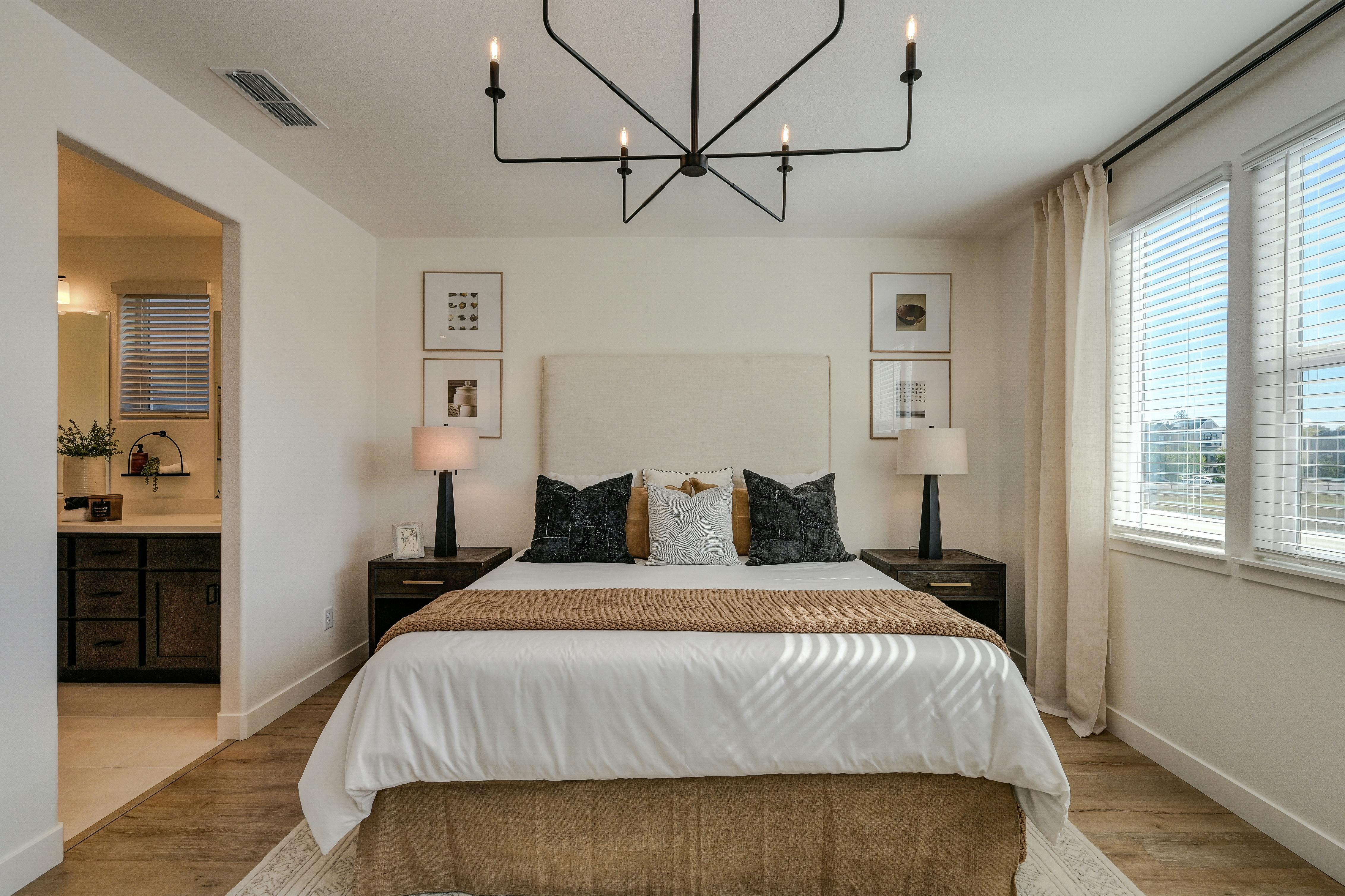This room addition creates an extra bedroom and bathroom space for guests.
